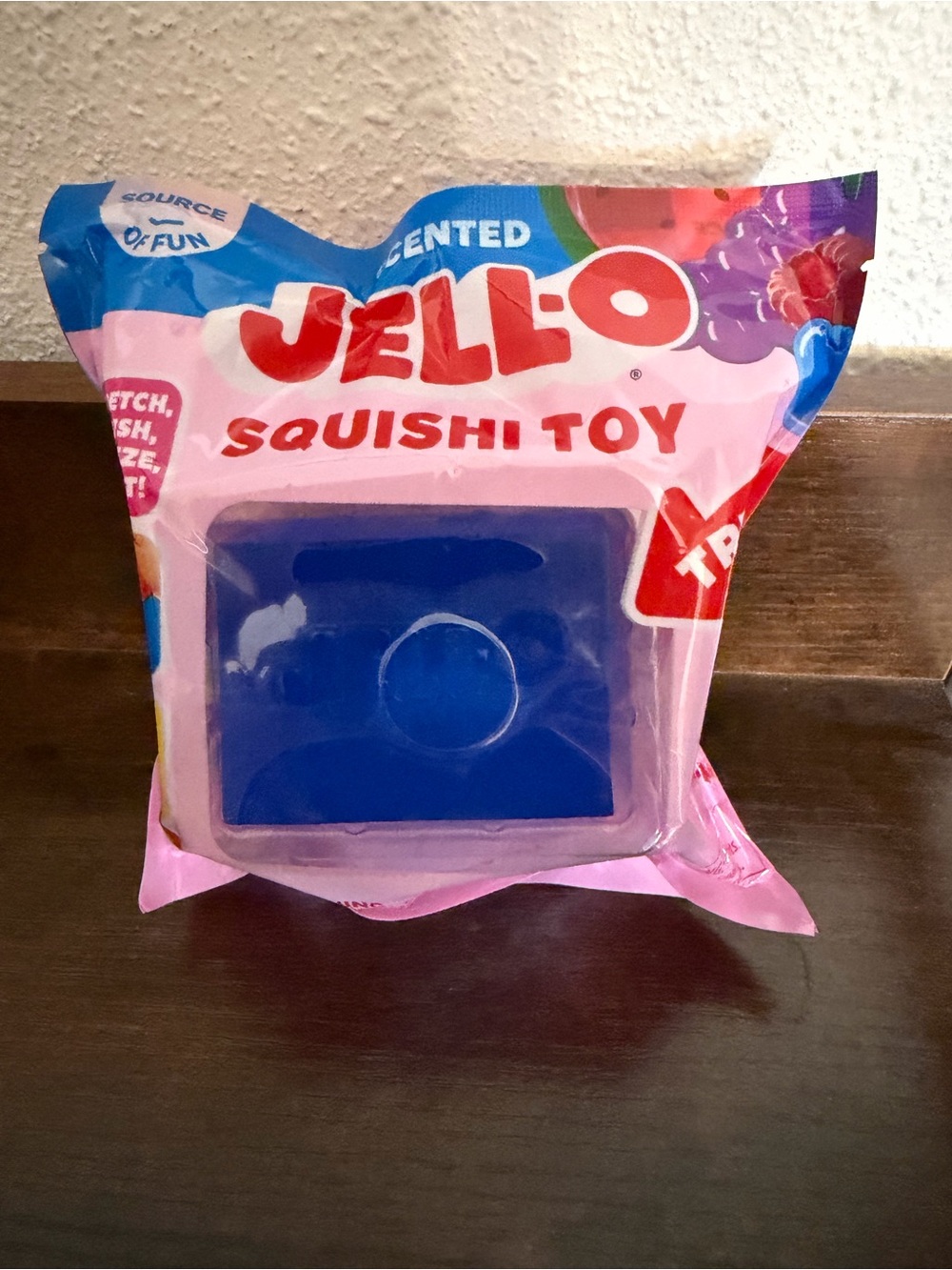 Blue scented Jell-O Squishi Jiggle Cube